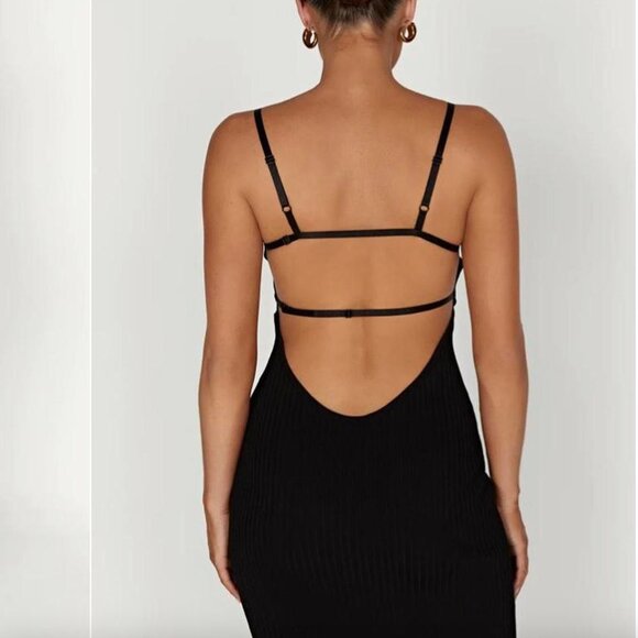 Meshki Avalon Backless Midaxi Dress NWT size Large Black - Picture 2 of 12